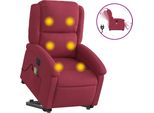 Vidaxl Poltrona Per Massaggi Con Ausilio Per L'assistenza Elettrica Vino Rosso Velluto
