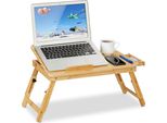 Relaxdays Tavolo Pieghevole In Bambù Per Computer Portatili