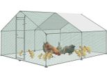 Sessamen-Lp Pollaio Recinto Per Polli Ruspanti Recinto All'aperto Pollaio Con Tetto Di Protezione Solare In Pe Gabbia Per Polli Con Serratura Struttura In Acciaio Zincato Gabbia Per Animali (3X4X2M)