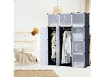 Yuenfong Armadio Fai Da Te Scaffale Porta Scarpe, Armadio Modulare Combinato, Sistema Di Scaffali Plug-In Salvaspazio, Libreria Armadio Portatile Pieghevole Con Ante (12 Cubi, Nero)