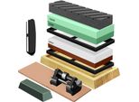 Set Di Pietre Per Affilare I Coltelli Con Base In Gomma Antiscivolo E Base In Bambù Grana 400/1000/3000/8000 Set Di Pietre Per Affilare 23763
