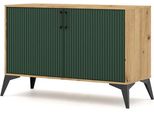 Cassettiera Lugo LU2 Rovere Artigianale/Verde 112Cm