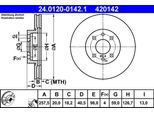 Ate 24.0120-0142.1 - Disco Freno Oe 60811256 Per 145 (930), 146 (930), 155 (167), Barchetta, Brava, Bravo, Doblo, Marea, Palio, Punto, Siena, Strada, Tipo