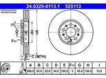 Ate 24.0325-0113.1 Disco Freno Oe 1J0615301C Compatibile Con A1 8X, A3 8L, Cordoba, Ibiza, Leon, Toledo, Fabia, Octavia, Rapid, Roomster, Bora, Golf Iv, New Beetle, Polo 9N, Polo 6R, Polo 6V