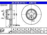Ate 24.0136-0110.1 - Oe 34 11 6 767 353 Disco Freno Per Serie 7 (E65)