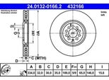 Ate 24.0132-0166.2 - Oe 1J0 615 301 Aa Disco Freno Per Tt (8N), Golf Iv (1J)