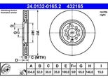 Ate 24.0132-0165.2 - Oe 1J0 615 302 A Disco Freno Per Tt (8N), Golf Iv (1J)