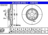 Ate 24.0330-0193.1 - Oe 8K0 615 301 A Disco Freno Per A4 (8K), A5 (8T), A5 (8F), Q5 (8R)