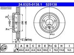Ate 24.0325-0138.1 - Oe 34 10 1 166 071 Disco Freno Per Serie 3 (E46), Z4 (E86), Z4 (E85)