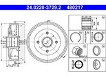 Ate 24.0220-3729.2 Tamburo Freno Oe 424746 Compatibile Con C2, C3, 1007, 206