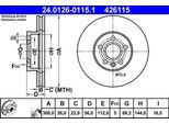 Ate 24.0126-0115.1 - Oe 1141782 Disco Freno Per T4, Sharan (7M), Galaxy (Wgr), Alhambra (7V)