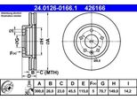 Ate 24.0126-0166.1 - Disco Freno Oe 13502052 Per Cruze (J300), Cruze (J305), Cruze (J308), Astra J, Orlando (J309), Ampera (R12), Zafira Tourer C