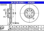 Ate 24.0128-0269.1 Disco Freno Oe 424993 Compatibile Con Berlingo, C4, C5, Combo, Grandland, 3008, 308, 407, 5008, 508, Partner, Rifter