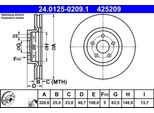Ate 24.0125-0209.1 - Oe 1770767 Disco Freno Per Focus Ii, Focus Iii, Kuga Ii, Tourneo Connect, Transit Connect