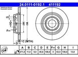 Ate 24.0111-0192.1 - Oe 2196429 Disco Freno Per Focus Iv