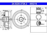 Ate 24.0220-3726.2 - Oe 1151001 Tamburo Freno Con Cuscinetto Ruota Per Fiesta V, Fusion, 2 (Dy)