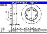 Ate 24.0116-0137.1 - Oe 1815599 Disco Freno Per Transit V363
