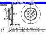 Ate 24.0109-0162.1 - Oe 42510 TM8 G00 Disco Freno Per Insight (Ze), Jazz Iii