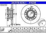 Ate 24.0116-0236.1 - Disco Freno Oe 1764282 Per Tourneo Custom, Transit Custom, Transit V363