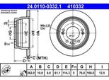 Ate 24.0110-0332.1 - Oe 58411 1H300 Disco Freno Per I30 (Fd), Sportage (Sl), Pro Ceed (Ed), Ceed (Ed), Ix35, I30 (Gd)