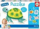 Educa - Baby Puzzles Animali - Set Di 5 Baby Puzzles Progressivi Da 3 A 5 Pezzi. Da 24 Mesi (19951) Educa