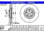 Ate 24.0136-0122.1 - Disco Freno Oe C2P 12622 Per Xf (X250), Xj (X351), Xk (X150)