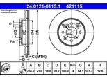 Ate 24.0121-0115.1 - Oe 45251 Saa G50 Disco Freno Per City V , Jazz Ii, Jazz Iii