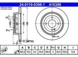 Ate 24.0110-0398.1 - Oe 58411 0U300 Disco Freno Per I20 (Gb, Ib), Accent Iv (Rb), Accent (Hc), Bayon (BC3), I20 (BC3, BI3), Solaria (Hcr), Rio Iii (Ub), Rio Iv (Fb, Sc, Yb), Stonic (Yb)