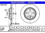 Ate 24.0112-0178.1 - Oe 8K0 615 601 B Disco Freno Per A4 (8K), Q5 (8R), A5 (8T), A5 (8F), A6 (4G), A7 (4G)