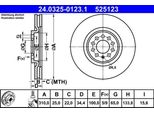 Ate 24.0325-0123.1 Disco Freno Oe 8N0615301A Compatibile Con A1 8X, A3 8L, Tt, Ibiza, Leon, Octavia, Bora, Golf Iv, New Beetle, Polo 9N, Polo 6R, Polo 6V