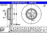 Ate 24.0136-0115.2 - Oe 34 11 6 785 669 Disco Freno Per Serie 5 Gt (F07), Serie 5 (F11), Serie 5 (F10), Serie 6 (F12), Serie 6 (F13), Serie 6 (F06), Serie 7 (F01)