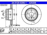 Ate 24.0120-0206.1 - Oe 34 21 6 771 970 Disco Freno Per X5 (E70), X5 (F15, F85), X6 (E71), X6 (F16)
