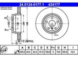 Ate 24.0124-0177.1 - Oe 34 21 1 166 129 Disco Freno Per Serie 7 (E65)