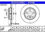 Ate 24.0112-0166.1 - Oe 8E0 615 601 M Disco Freno Per A4 (8E), A4 (8H), Exeo (3R)