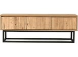 Dmora Mobile Porta Tv Ignazia 40X140X50H Cm Marrone Quercia, 3 Cassetti Apertura Scorrevole