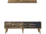 Dmora Mobile Porta Tv Arsiero 45X140X35H Cm Marrone Noce, Apertura A Ribalta 2 Vani