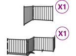 Vidaxl Cancelletto Per Cani 6 Pezzi Con Porta Pieghevole Nero 480 Cm In Legno Di Pioppo
