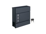 Songmics Cassetta Postale Moderna, Acciaio, Grigio 37 X 10,5 X 37 Cm