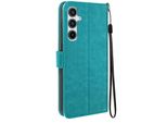Mayaxess, Custodia A Portafoglio Samsung Galaxy A35 5G Funzione Stand Con Cinturino A Mano, Blu Turchese
