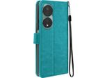 Mayaxess, Honor 90 Smart Wallet Case Funzione Stand Con Cinturino A Mano, Blu Turchese