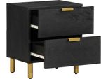 Vidaxl Comodino Nero 40X33X46 Cm In Legno Massiccio Di Mango