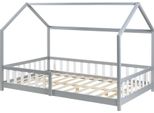 Letto Per Bambini 'Hesel' Con Rete A Doghe Anticaduta 120 X 200 Cm Grigio