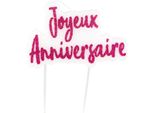 Candela Per Torta "Happy Birthday"" Su Stecchino, Fucsia - Taglia Unica"