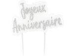 Candela Per Torta Happy Birthday Argento 8 X 5 Cm - Taglia Unica
