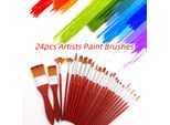 24Pcs Acrylic Paint Brushes Set Nylon Hair Artist Paintbrushes Professional Painting Brushes With Canvas Bag For Watercolor Oil Gouache Nail Body Face Drawing Artist Drawing Kits Arts Crafts Supplies