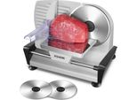 Fohere Affettatrice Elettrica Multiuso, Affettatrice Per Pane Con Spessore Di Taglio Regolabile (0-15 Mm), Affettatrice Per Salsicce Da 200 W, 2 * Lama Rotonda In Acciaio Inox Da 19 Cm, Affettatrice Per Prosciutto, Protezione Di Sicurezza