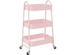 Vidaxl Carrello Portaoggetti A 3 Livelli Rosa 42X41,5X77 Cm Acciaio