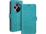 Mayaxess, Custodia A Portafoglio Xiaomi Redmi 14C Funzione Stand Con Cinghia A Mano, Blu Turchese