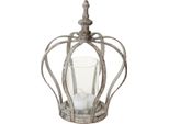 Lanterna Vintage Corona Tealight Vetro Metallo Decorazione Grigio
