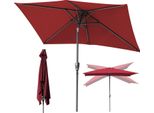 Aopunly Ombrellone Rettangolare, Manovella Pieghevole In Ferro Balcone Ombrellone Mercato, Inclinabile, 1,4X2,1 M, Rosso